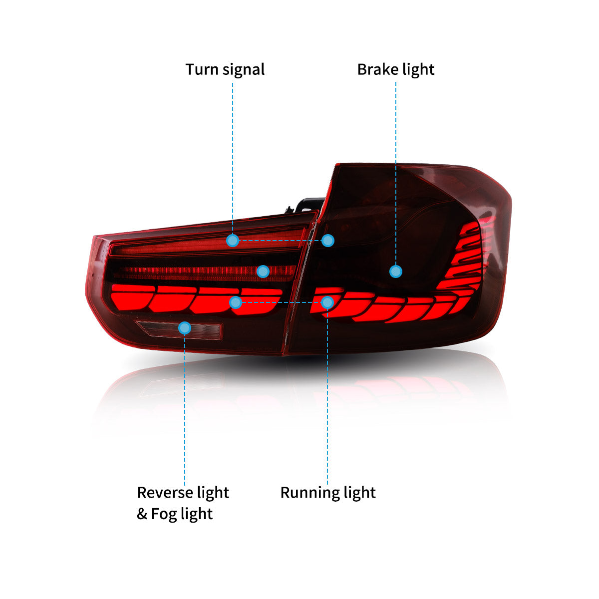 GTS Style OLED Sequential Tail Lights for BMW 3 Series F30 / M3 F80 (2012–2018)