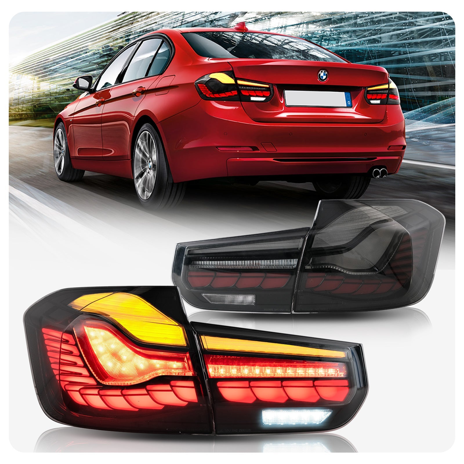 GTS Style OLED Sequential Tail Lights for BMW 3 Series F30 / M3 F80 (2012–2018)