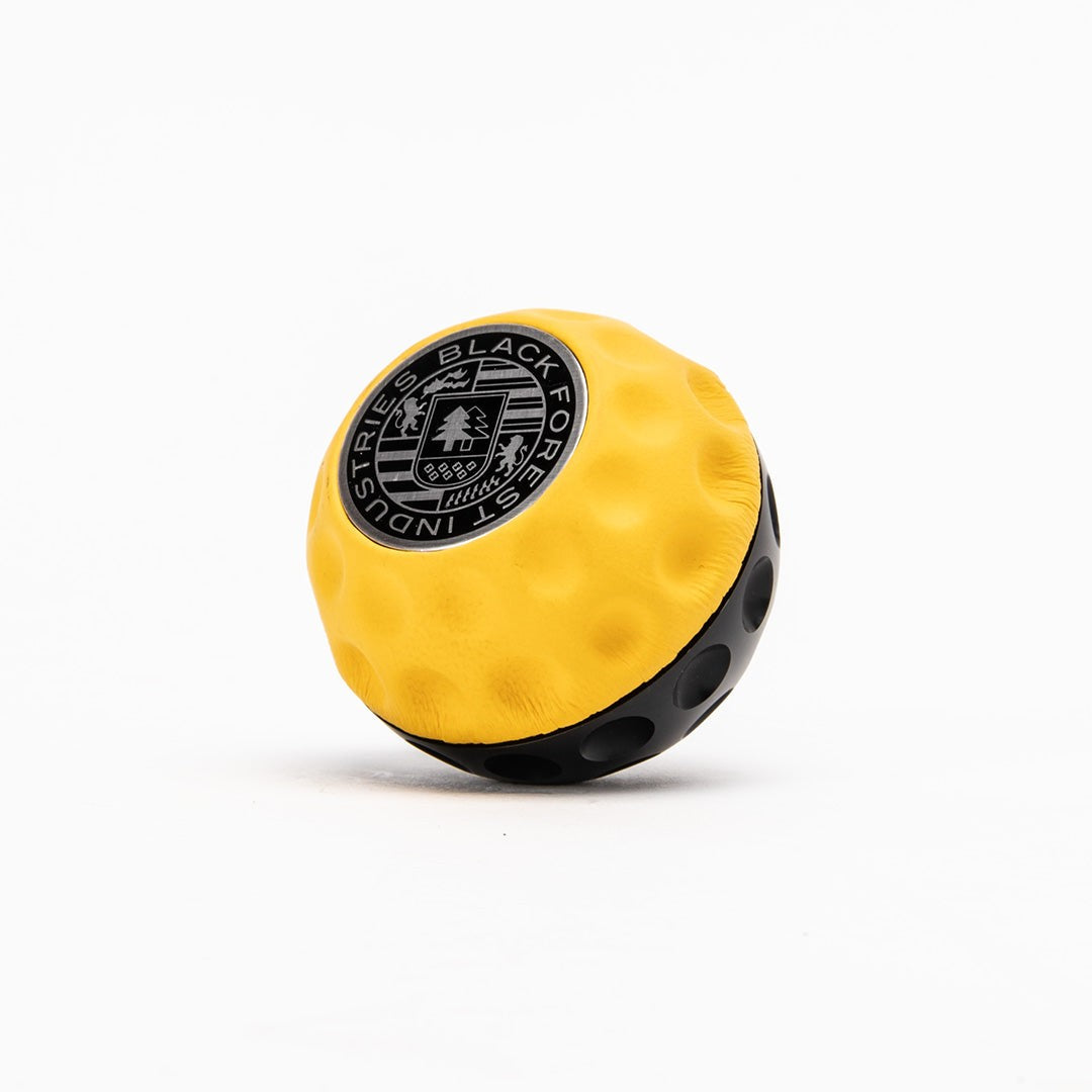 BFI GSB Heavy Weight Shift Knob, CAE Shifter - Giallo Taurus Yellow Napa Leather / Black Anodized