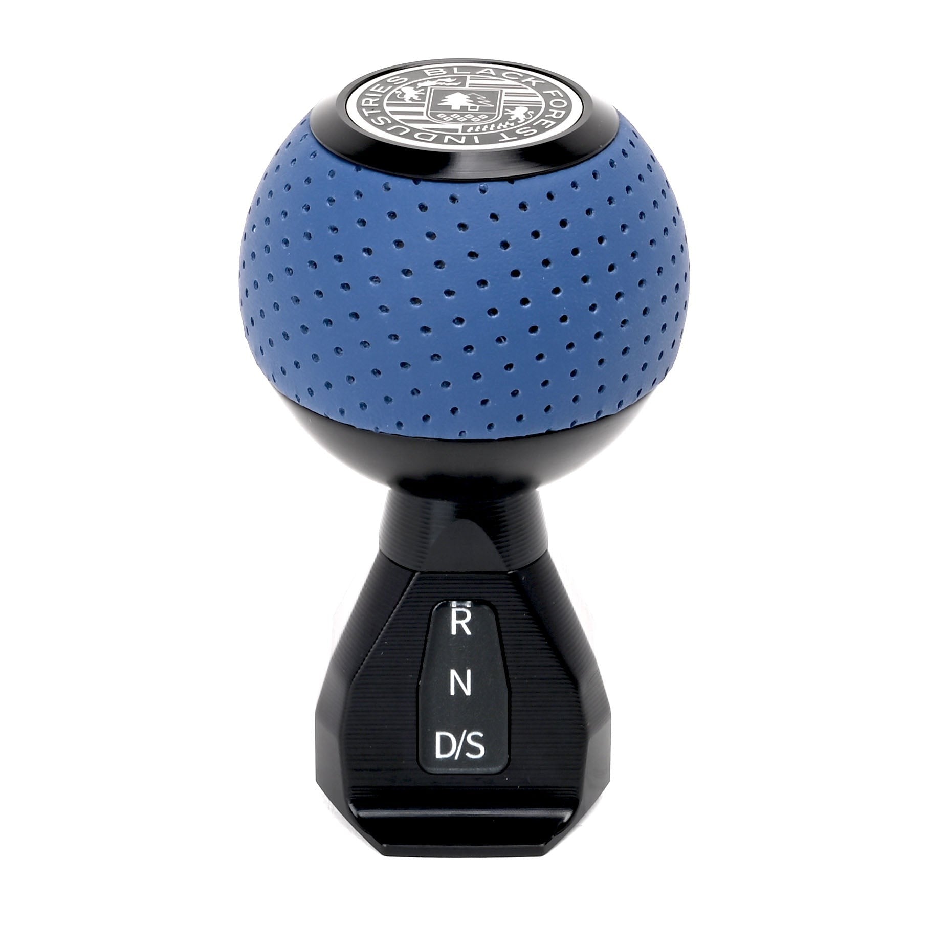 BFI GS2 Heavy Weight Shift Knob, Auto / DSG for Volkswagen Golf MK8 & Atlas Mk1 (2019–2026) - Maritime Blue Air Leather / Black Anodized
