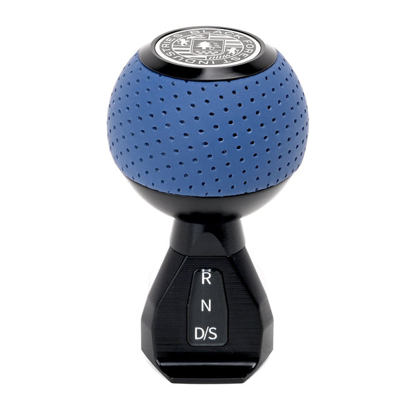 BFI GS2 Heavy Weight Shift Knob, Auto / DSG for Volkswagen Golf MK8 & Atlas Mk1 (2019–2026) - Maritime Blue Air Leather / Black Anodized