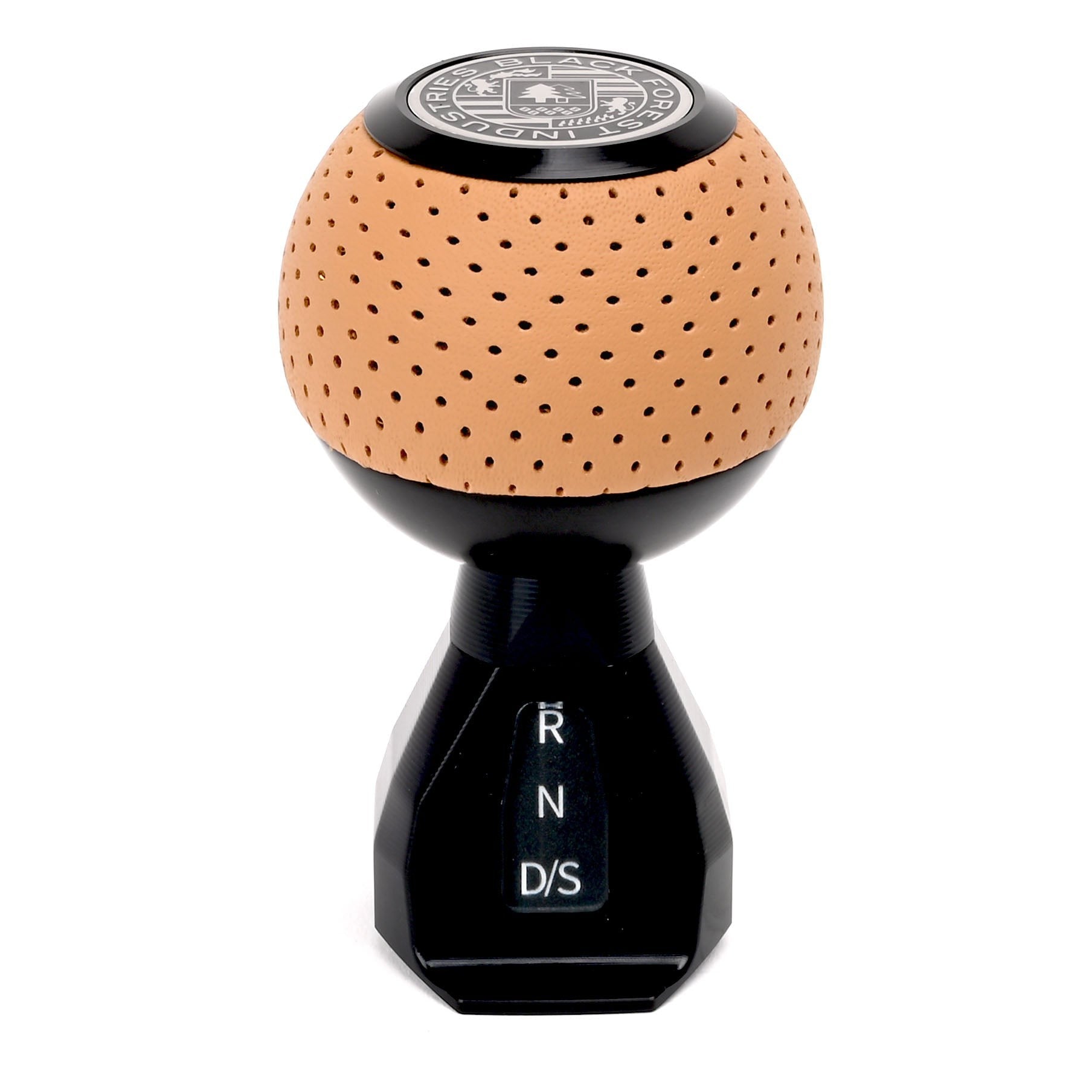 BFI GS2 Heavy Weight Shift Knob, Auto / DSG for Volkswagen Golf MK8 & Atlas Mk1 (2019–2026) - Nougat Brown Air Leather / Black Anodized