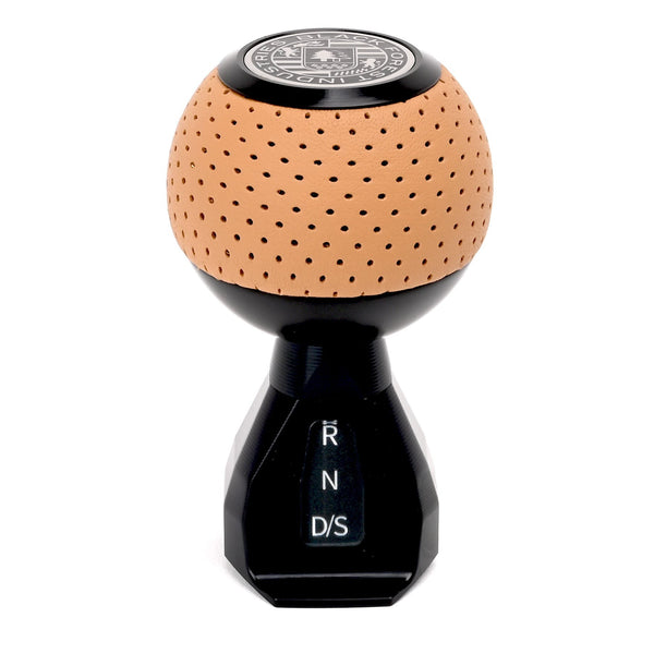 BFI GS2 Heavy Weight Shift Knob, Auto / DSG for Volkswagen Golf MK8 & Atlas Mk1 (2019–2026) - Nougat Brown Air Leather / Black Anodized