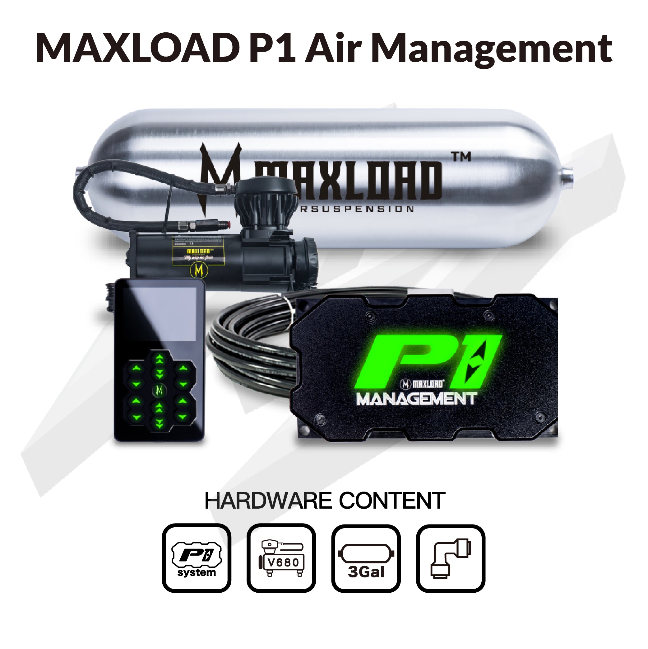 MaxLoad P1 Air Management Kit - Single V680 Compressor & 3 Gallon Tank