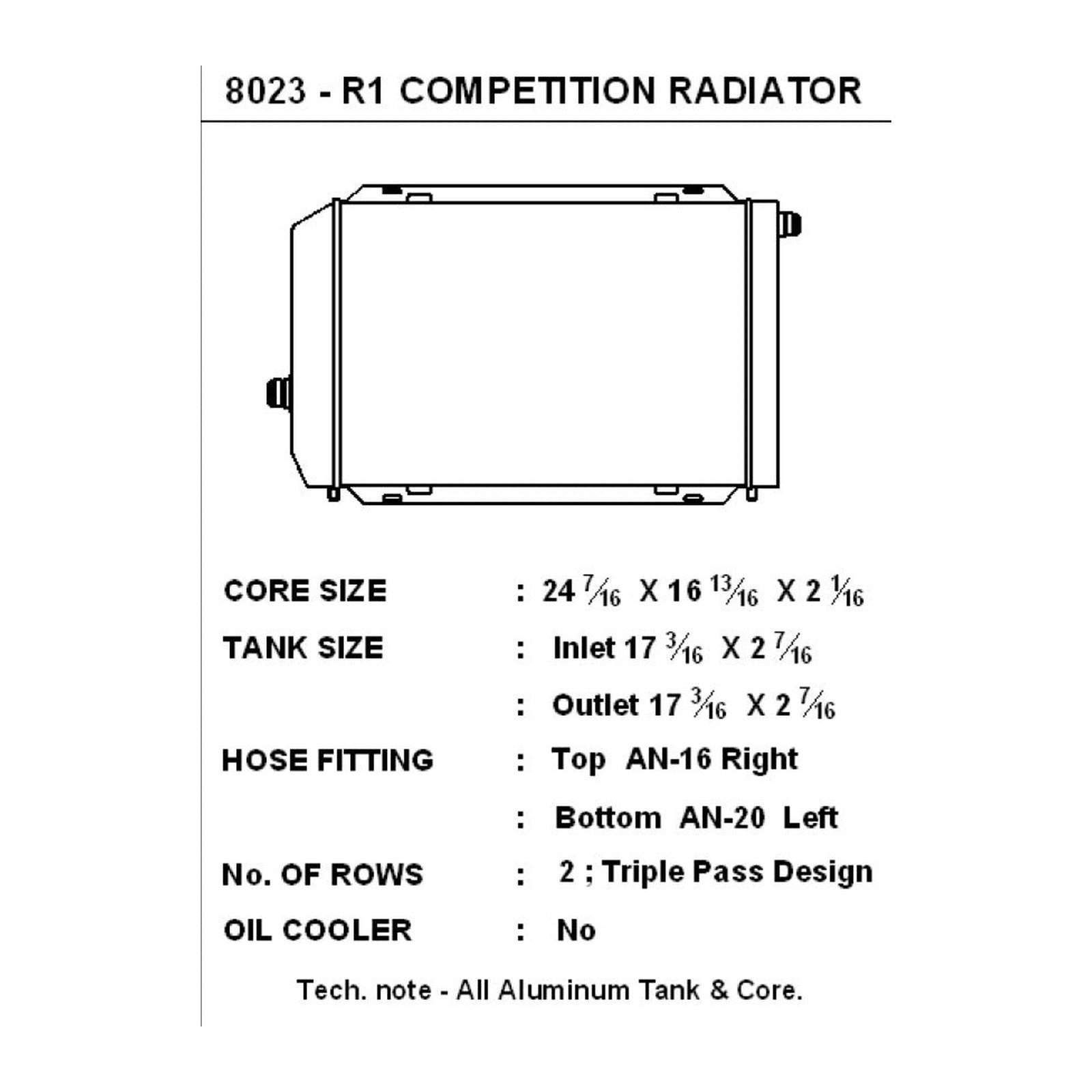 CSF Race Radiator for R-1 Triple-Pass "Ultimate Motorsports" Competition
