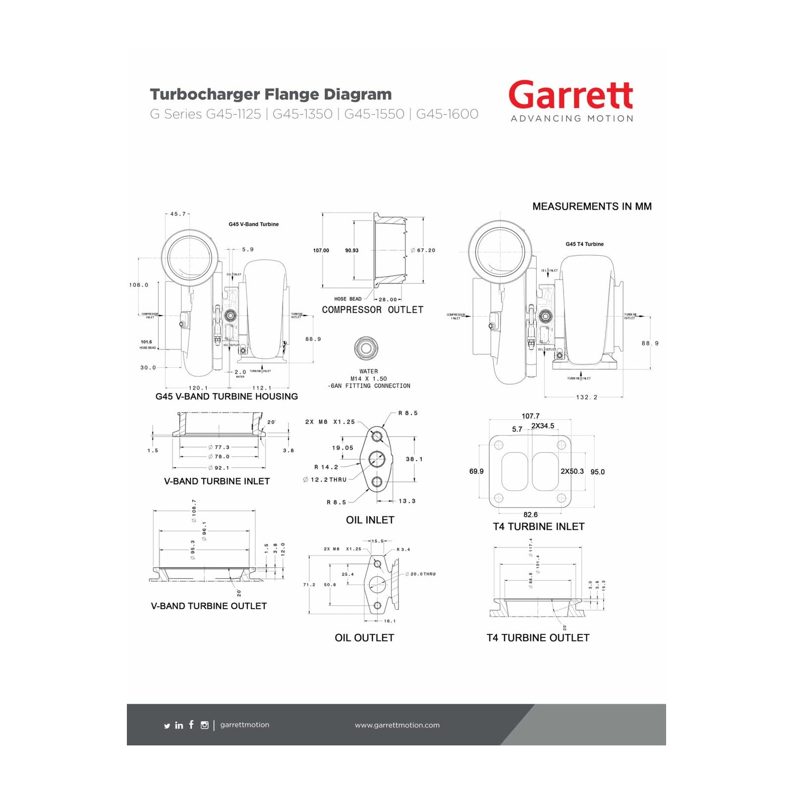 Garrett G45-1475 79mm G Series Turbocharger