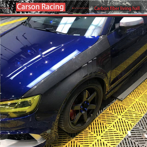 Carbon Fiber Front Bumper Fender Fin Air Intake Covers — Audi S3 / RS3 (8V) (2017–2019)