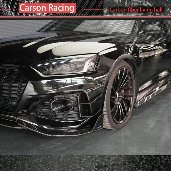 Dry Carbon Fiber Front Bumper Wind Knife Air Intake Vent Panels — Audi RS5 (2018–2025)