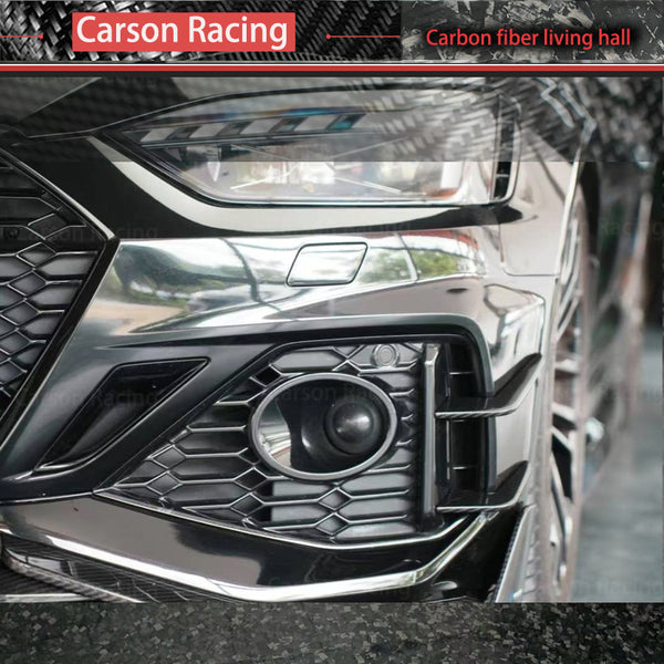 Dry Carbon Fiber Front Bumper Wind Knife Air Intake Vent Panels — Audi RS5 (2018–2025)