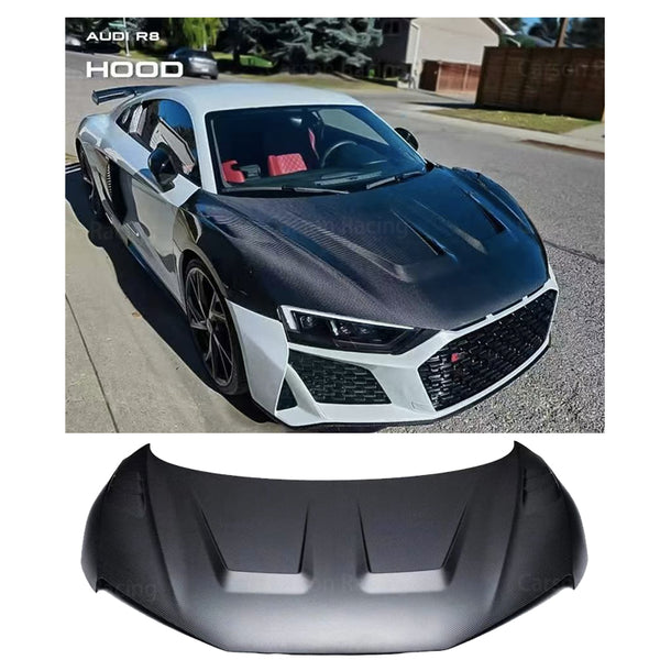 Dry Carbon Fiber Racing Style Hood — Audi R8 5.2 (2017–2024)