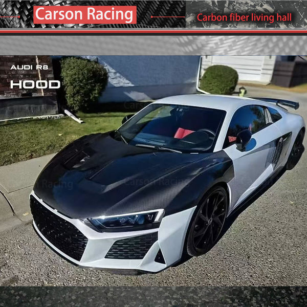 Dry Carbon Fiber Racing Style Hood — Audi R8 5.2 (2017–2024)