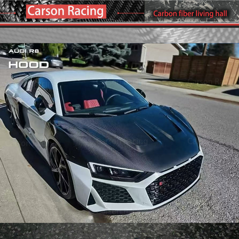 Dry Carbon Fiber Racing Style Hood — Audi R8 5.2 (2017–2024)