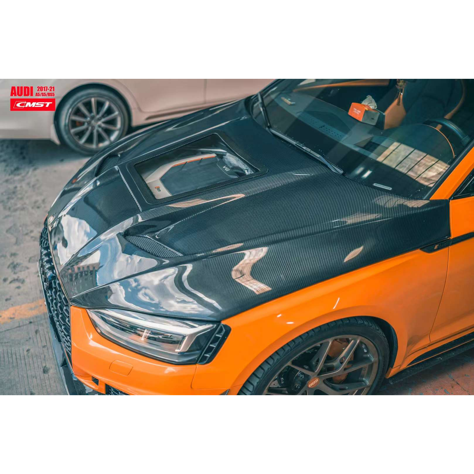 Carbon Fiber CMST Style Hood with Glass Window — Audi A5 / S5 / RS5 (B9/B9.5) (2017–2024)