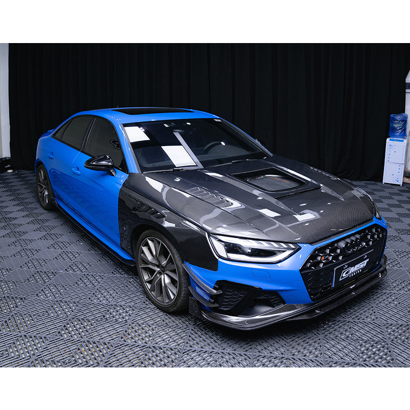 Carbon Fiber Transparent Hood with Glass — Audi A4 / S4 (B10) (2020–2024)