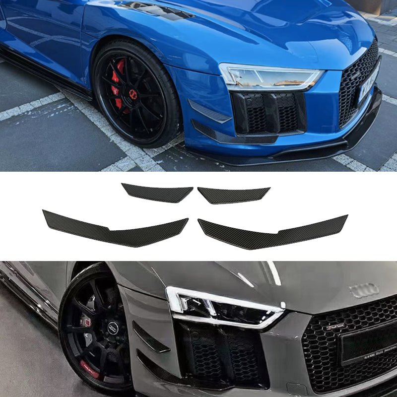 Carbon Fiber Front Bumper Side Canards — Audi R8 V8 / V10 (2017–2024)