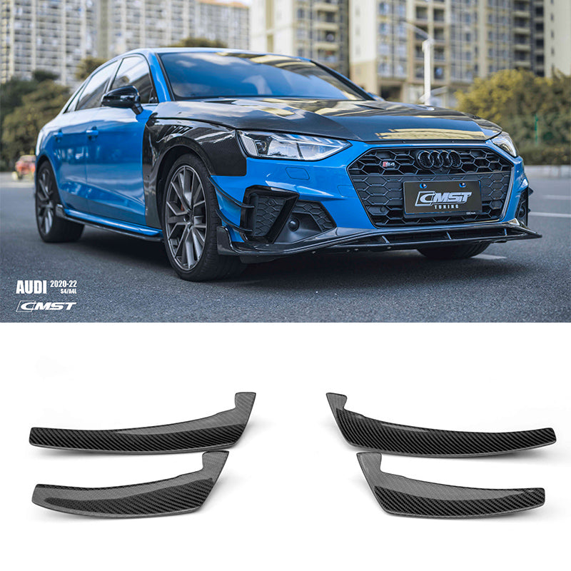 Carbon Fiber Front Bumper Canards (CMST Style) — Audi A4 S Line (B10) / S4 (B10) (2007–2024)