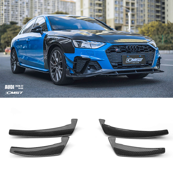 Carbon Fiber Front Bumper Canards (CMST Style) — Audi A4 S Line (B10) / S4 (B10) (2007–2024)