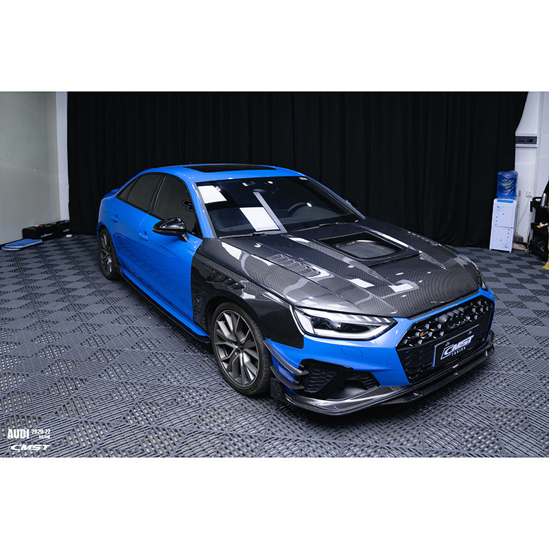 Carbon Fiber Front Bumper Canards (CMST Style) — Audi A4 S Line (B10) / S4 (B10) (2007–2024)