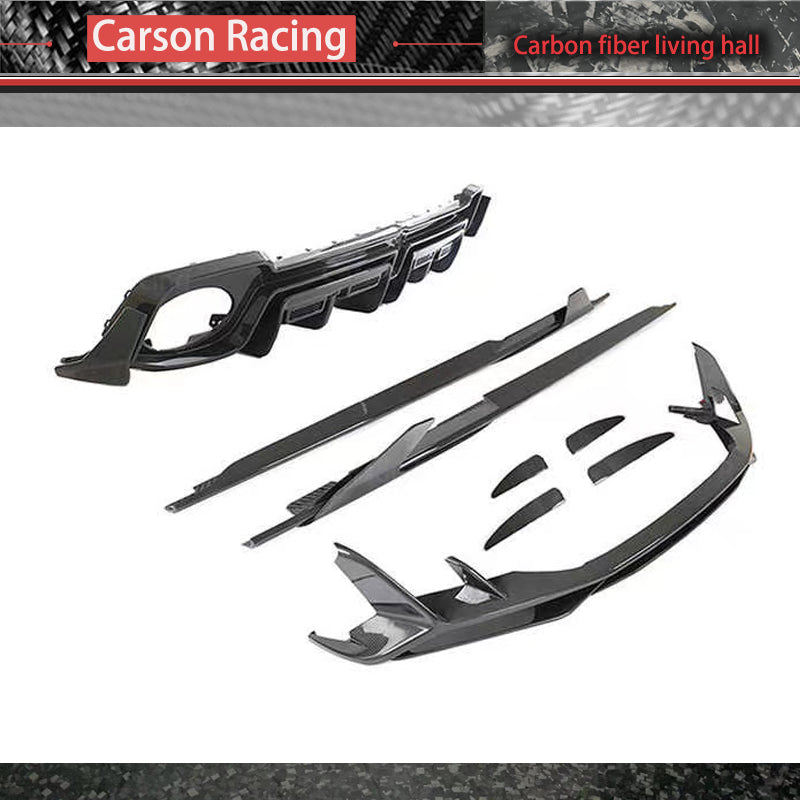 Dry Carbon Fiber Front Bumper Lip & Side Skirt Kit — Audi R8 5.2 (2017–2024)