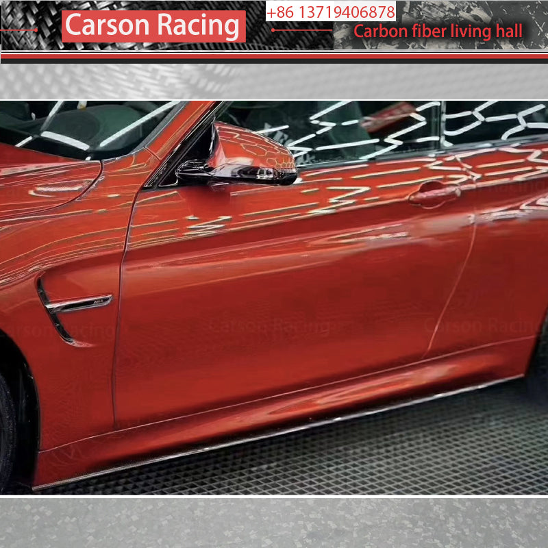 MP Style Carbon Fiber Side Skirt Extensions for BMW M3 F80 / M4 F82 / M4 F83 (2014-2020)