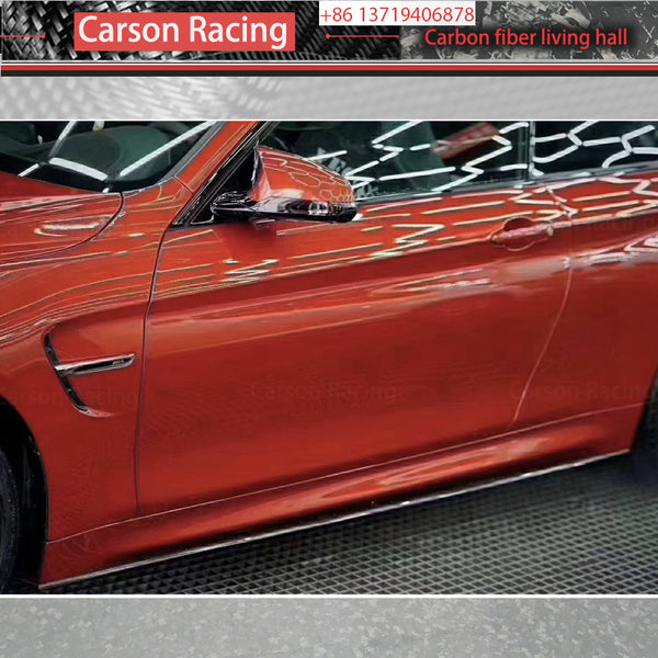 MP Style Carbon Fiber Side Skirt Extensions for BMW M3 F80 / M4 F82 / M4 F83 (2014-2020)