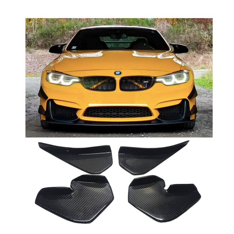 GT Style Carbon Fiber Front Bumper Wind Knife Canards for BMW M3 F80 / M4 F82 (2014-2020)