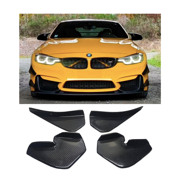 GT Style Carbon Fiber Front Bumper Wind Knife Canards for BMW M3 F80 / M4 F82 (2014-2020)