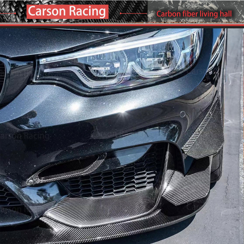 GT Style Carbon Fiber Front Bumper Wind Knife Canards for BMW M3 F80 / M4 F82 (2014-2020)