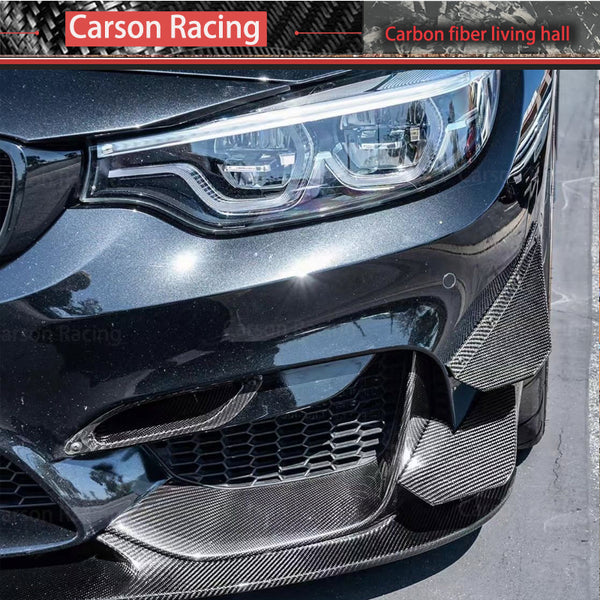 GT Style Carbon Fiber Front Bumper Wind Knife Canards for BMW M3 F80 / M4 F82 (2014-2020)