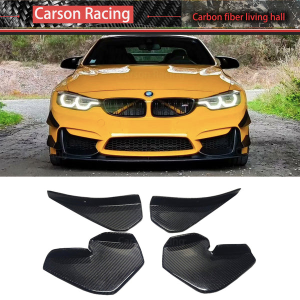 GT Style Carbon Fiber Front Bumper Wind Knife Canards for BMW M3 F80 / M4 F82 (2014-2020)