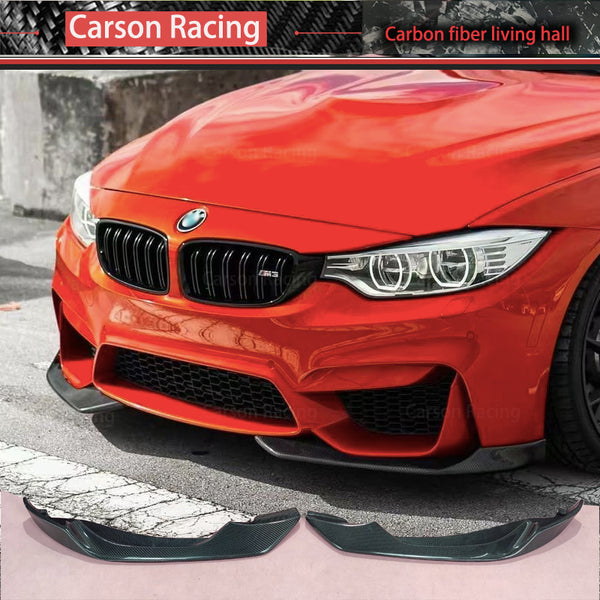 AC Style Carbon Fiber Front Bumper Lip & Corner Canards for BMW M3 F80 / M4 F82 / M4 F83 (2014-2020)