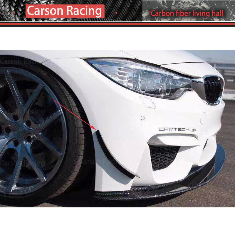 AK Style Carbon Fiber Front Bumper Wind Knife Canards for BMW M3 F80 / M4 F82 (2014-2020)