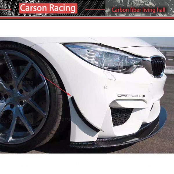 AK Style Carbon Fiber Front Bumper Wind Knife Canards for BMW M3 F80 / M4 F82 (2014-2020)