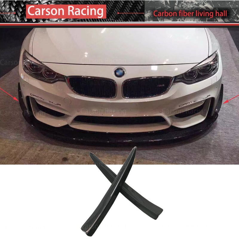 AK Style Carbon Fiber Front Bumper Wind Knife Canards for BMW M3 F80 / M4 F82 (2014-2020)