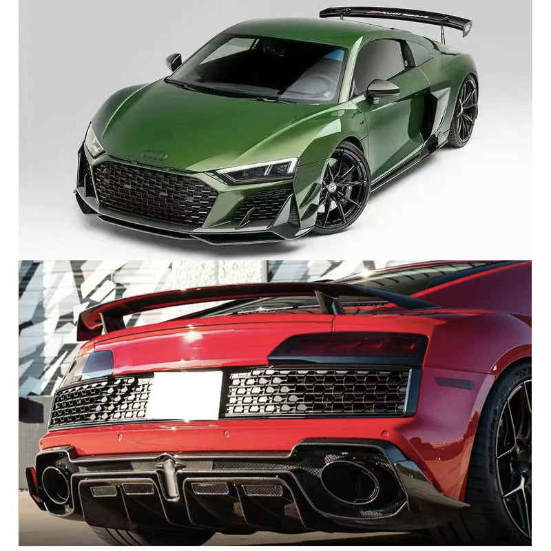 Dry Carbon Fiber Front Bumper Lip & Side Skirt Kit — Audi R8 5.2 (2017–2024)