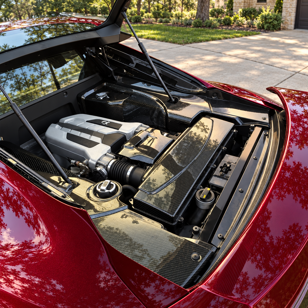 Carbon Fiber Engine Bay Covers - Audi R8 Gen 1 (2007-2015) — edited rendering 4