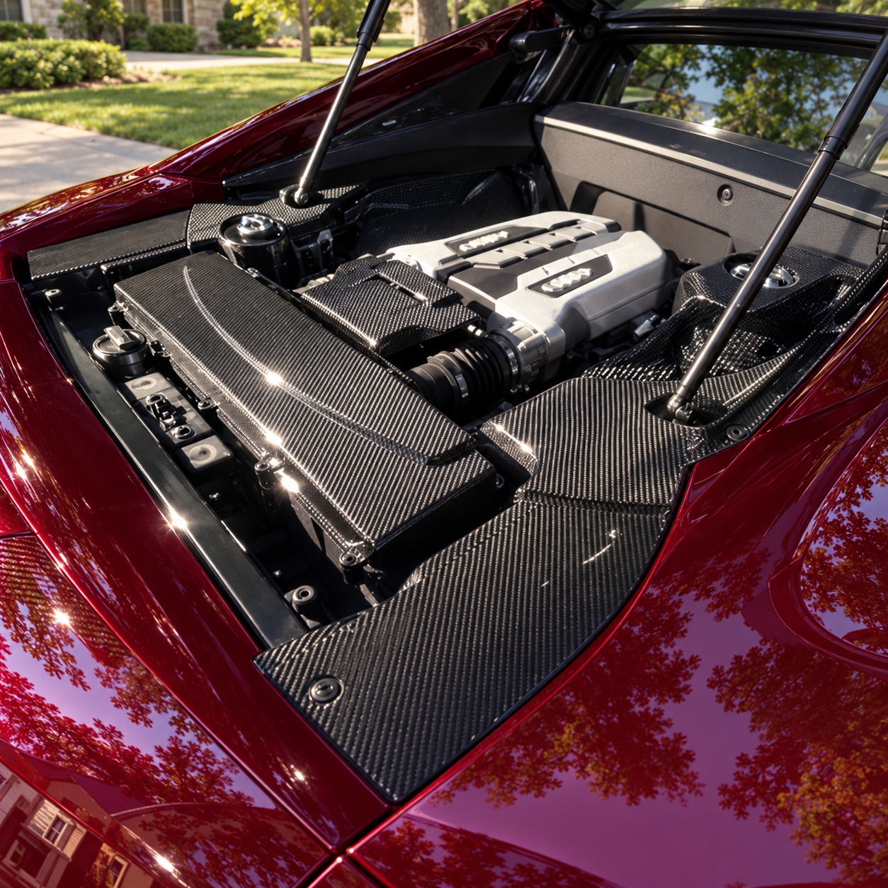 Carbon Fiber Engine Bay Covers - Audi R8 Gen 1 (2007-2015) — edited rendering 5