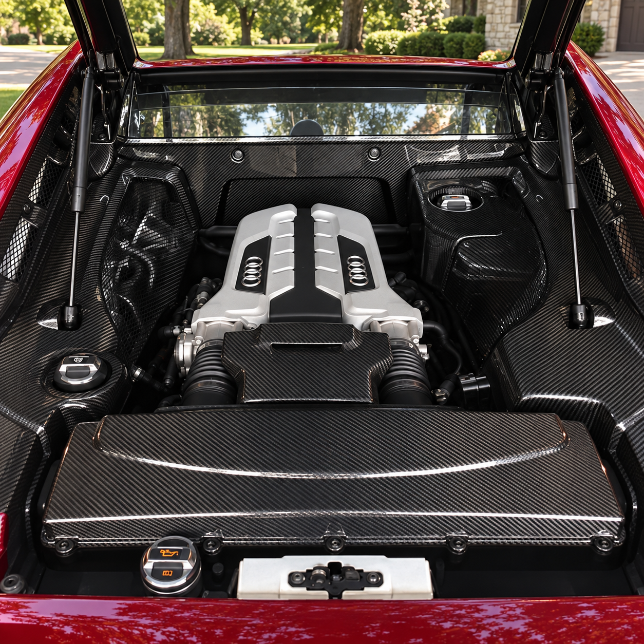 Carbon Fiber Engine Cover - Audi R8 Gen 1 (2007-2015) — edited rendering 3