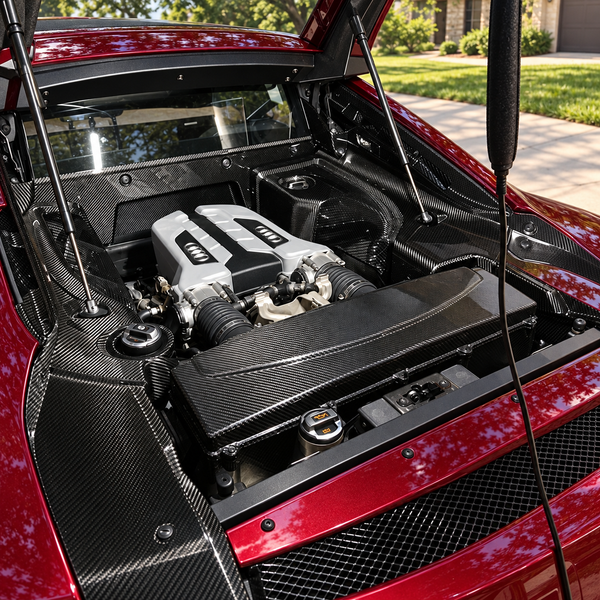 Carbon Fiber Engine Bay Underscreen Shield - Audi R8 Gen 1 (2007-2015) — edited rendering 3