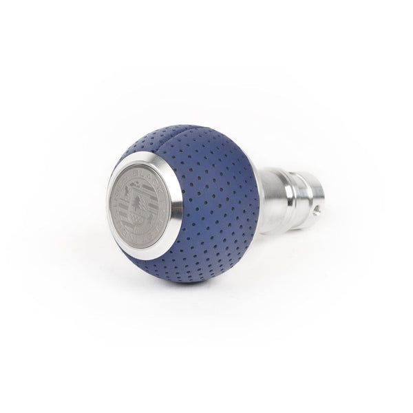 BFI GS2 Heavy Weight Shift Knob, Threaded - Maritime Blue Air Leather / Machined Finish
