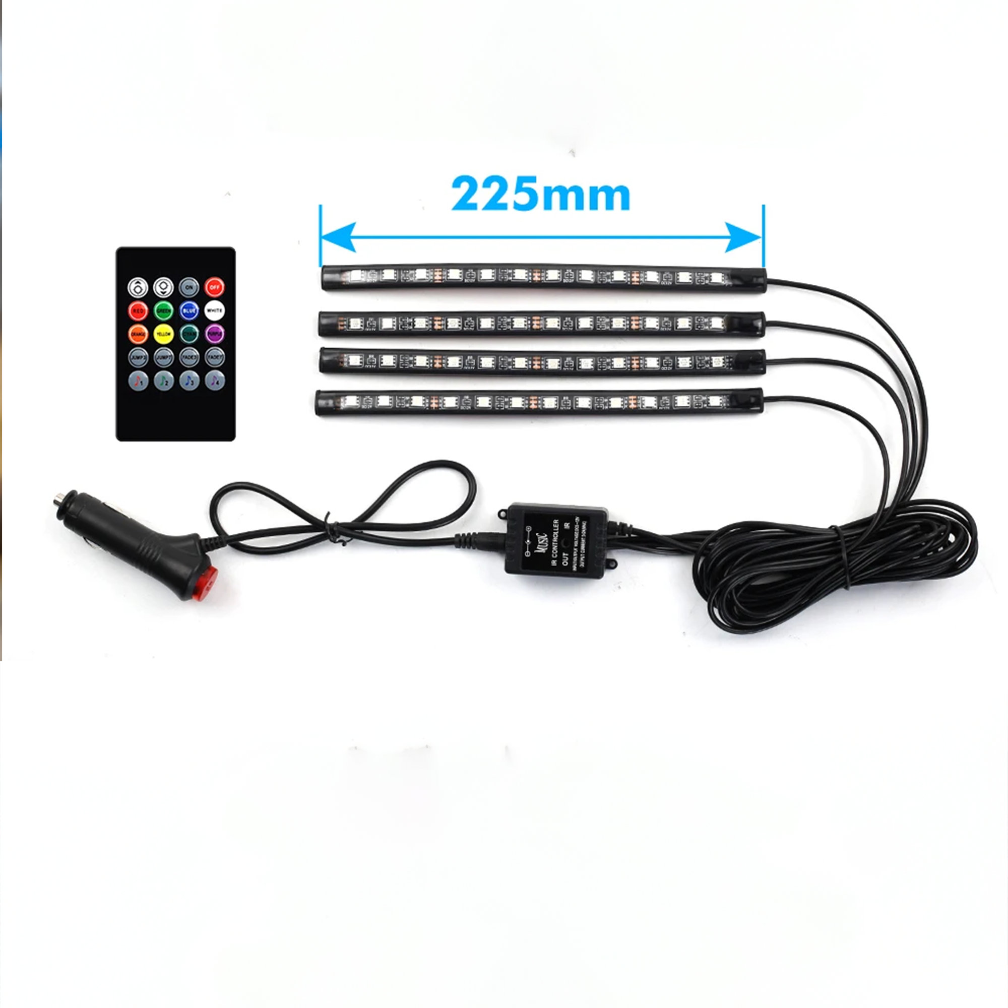LED Ambient RGB 64-Color Fiber Optic Interior Lighting with Dual Zone Colors – Universal Car Interior Lighting Kit - EuroSpeed