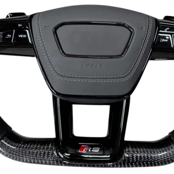 Carbon Fiber Steering Wheel for 2019–2024 Audi A6/S6/RS6, A7/S7/RS7, Q8/SQ8/RSQ8, 2020–2024 Q7/SQ7