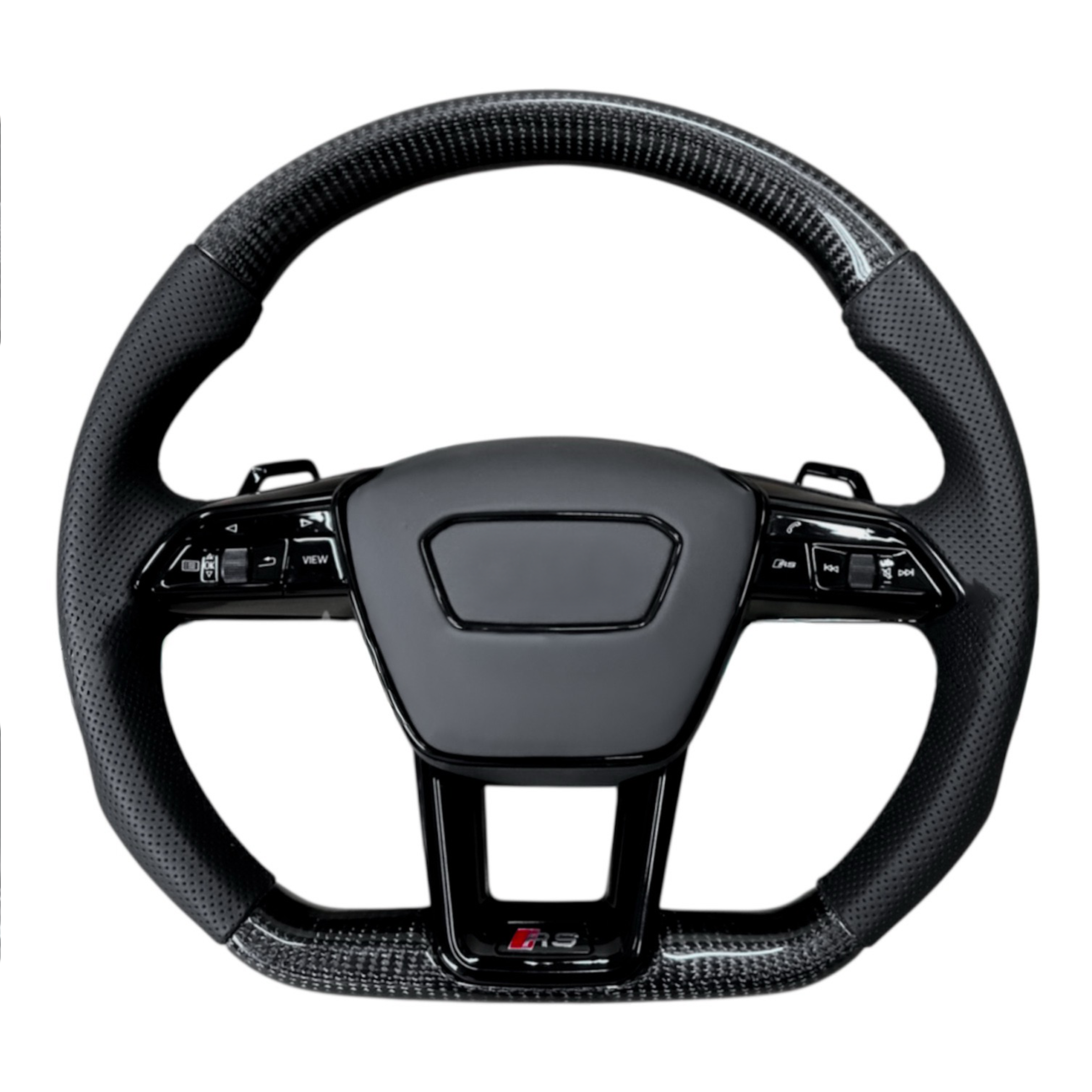 Carbon Fiber Steering Wheel for 2019–2024 Audi A6/S6/RS6, A7/S7/RS7, Q8/SQ8/RSQ8, 2020–2024 Q7/SQ7