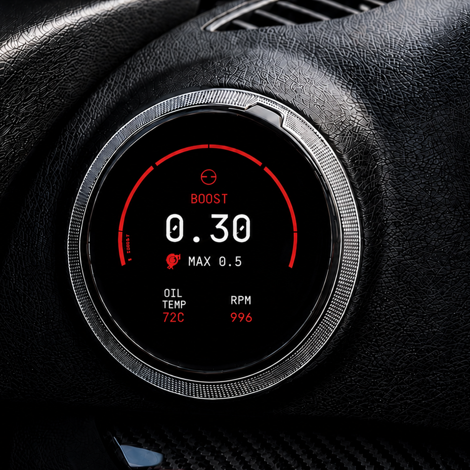 Zeroline Vent Gauge close-up in Red